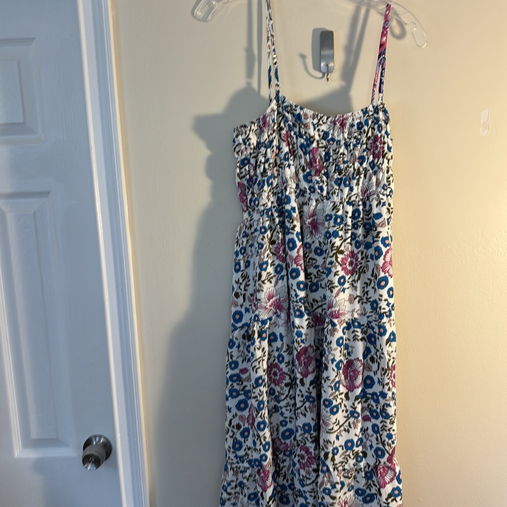 Floral Maxi Dress with Blue and Pink Accents - Picture 3 of 4